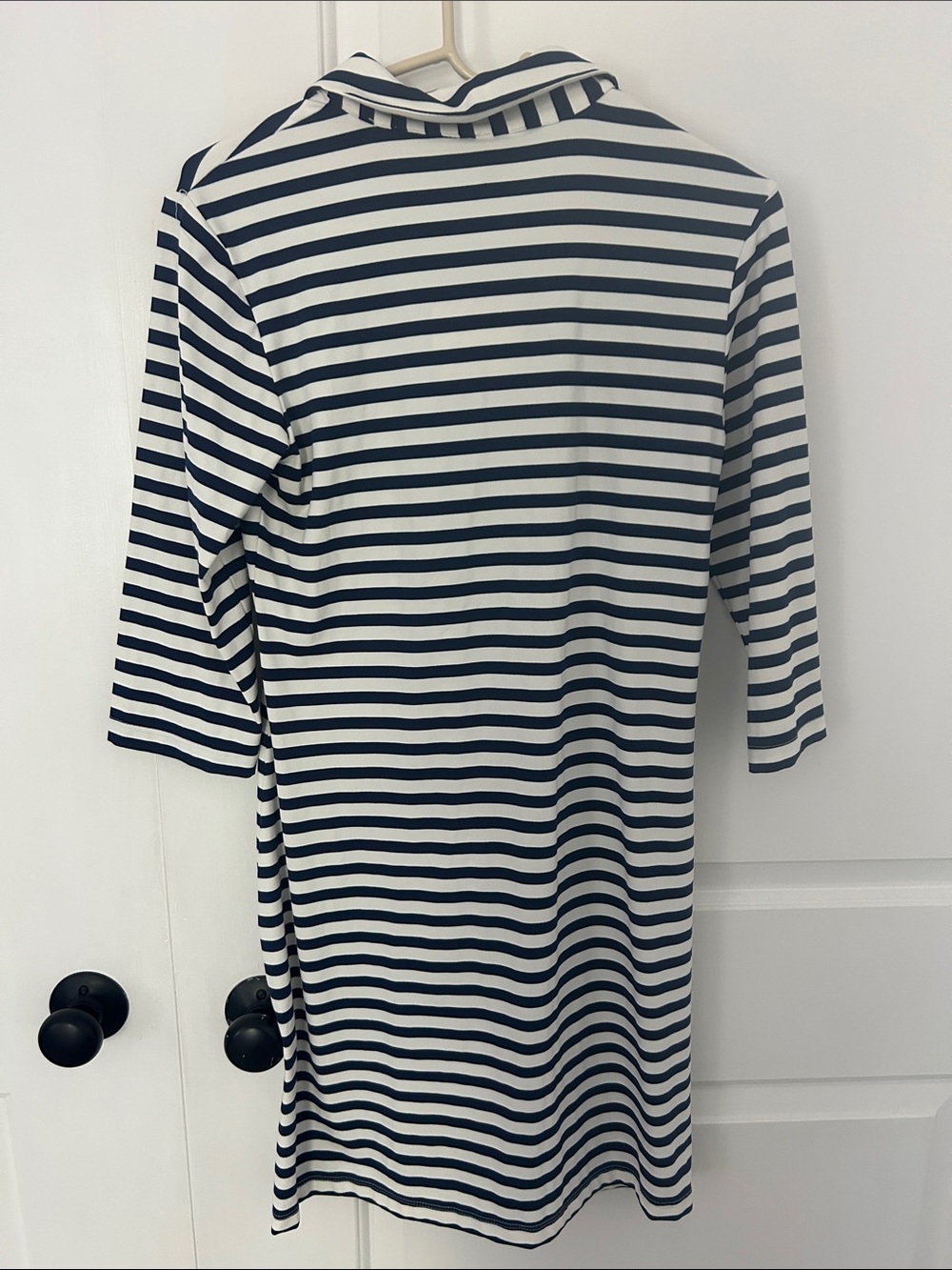 Striped Polo Midi Dress in Black and White - Picture 4 of 8